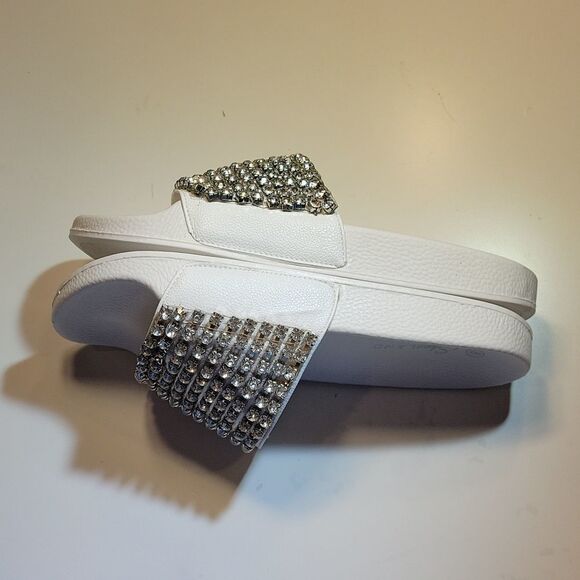 BRAND NEW SHOELAND CHEERFUL RHINESTONES EMBELLISHMENTS SLIDES SANDAL - Picture 12 of 15